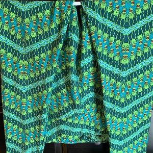 Lularoe leggings, Kermit the Frog print, green and blue